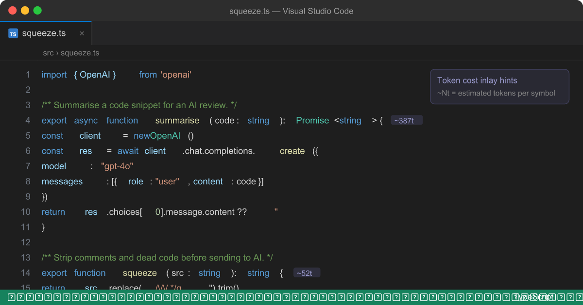 Token cost inlay hints and status bar counter